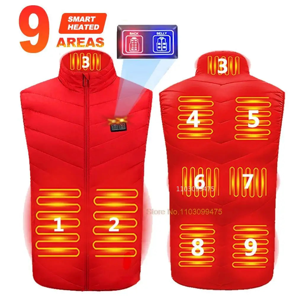 2-21 Areas Self Heating Vest USB Rechargeable Heated Jacket Winter Men Womens Thermal Underwear Heating Vest Hiking Skiing Coat