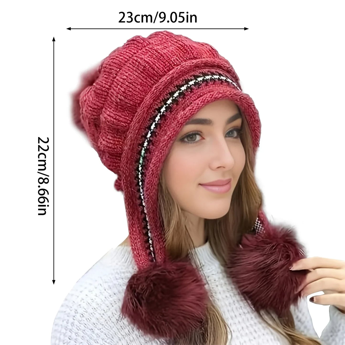 Soft Winter Warm Fur Hat - Fleece Lined Earflap Hat For Women Knitted Beanie Casual Slouchy Thick Thermal Cap Cold Weather | Wearixx