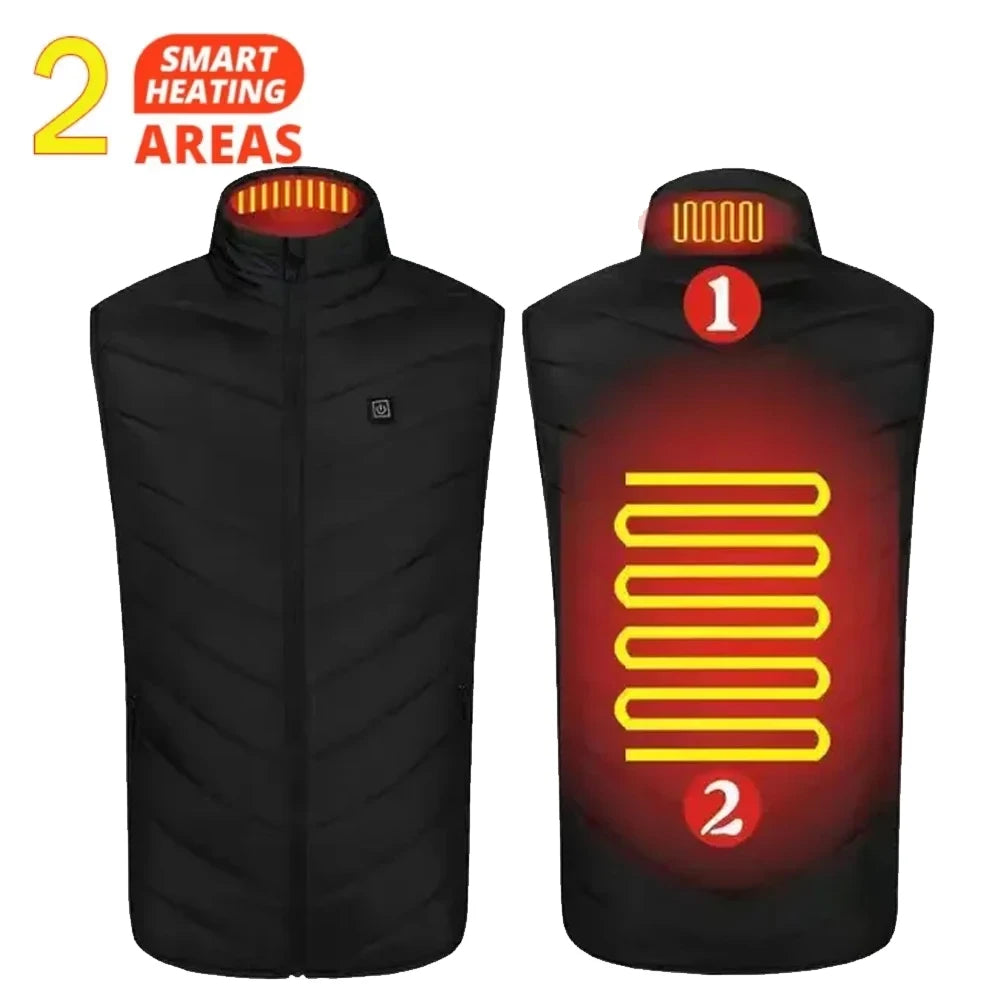 2-21 Areas Self Heating Vest USB Rechargeable Heated Jacket Winter Men Womens Thermal Underwear Heating Vest Hiking Skiing Coat