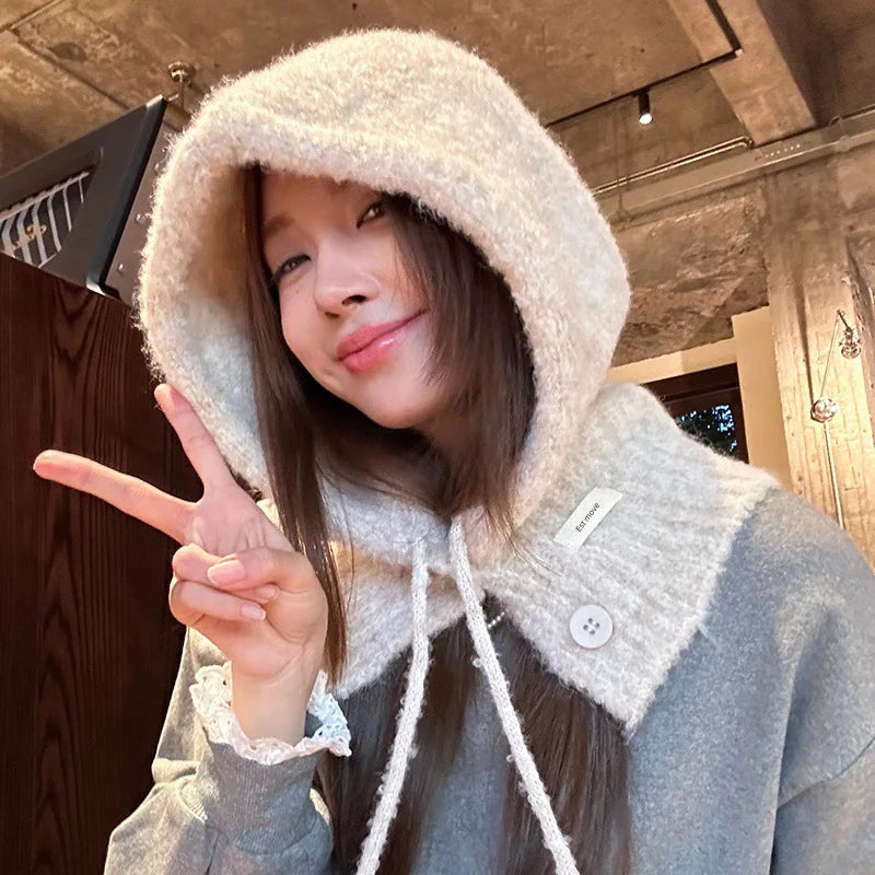 Hot Sale Korean Style Hat Scarf - Women's Autumn Winter Warm Ear Protection Hooded Scarf Knitted Wool Hat | Wearixx