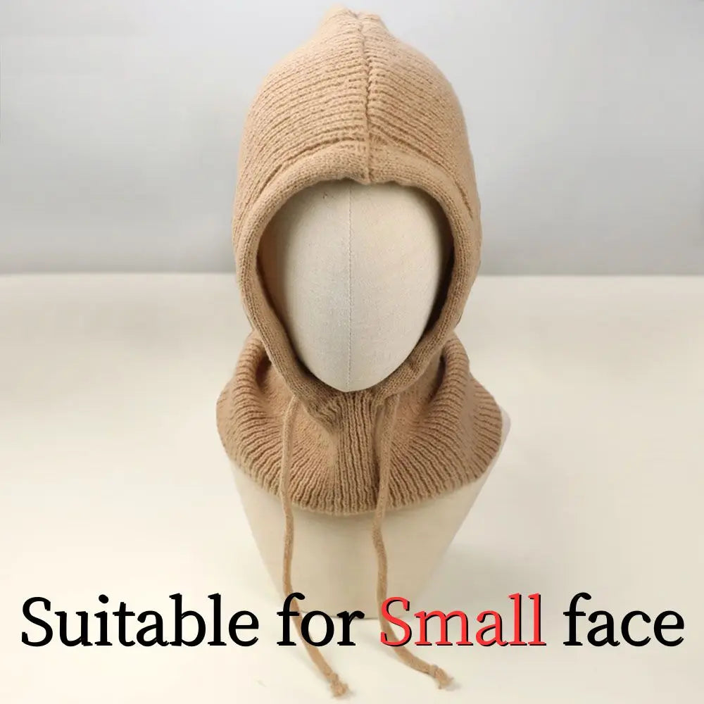 Knitted Soft Women Balaclava Hat - Fashion Fake Collar Hooded Hat Neck Collar Warmer Beanies Cap Ear Protection Bonnet | Wearixx
