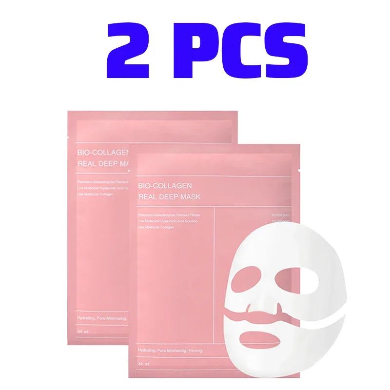 1/2/5/10Pcs Bio Collagen Face Mask Shrink Pores Deep Hydrating Moisturizing Split Mask Firming Nourish Brighten Facial Skin Care