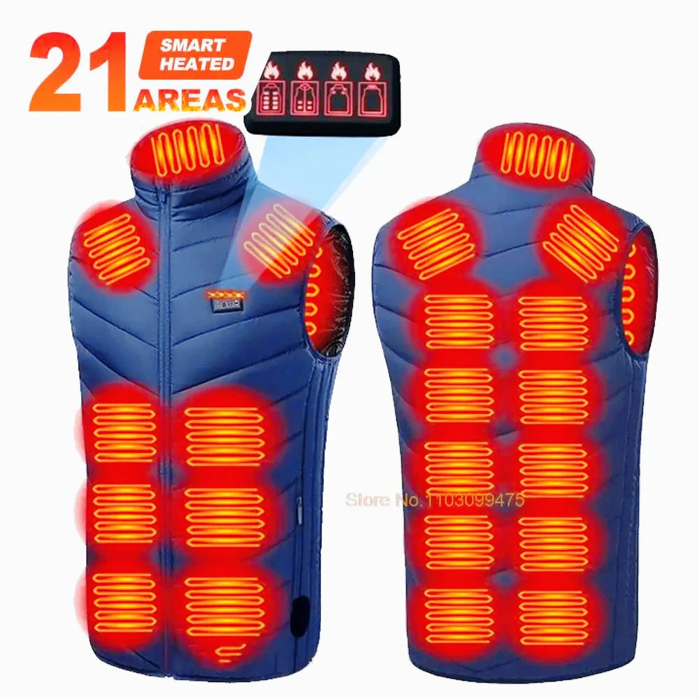 2-21 Areas Self Heating Vest USB Rechargeable Heated Jacket Winter Men Womens Thermal Underwear Heating Vest Hiking Skiing Coat