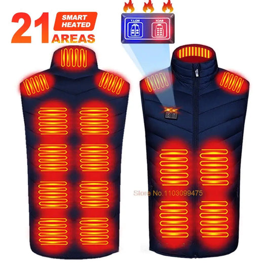 2-21 Areas Self Heating Vest USB Rechargeable Heated Jacket Winter Men Womens Thermal Underwear Heating Vest Hiking Skiing Coat