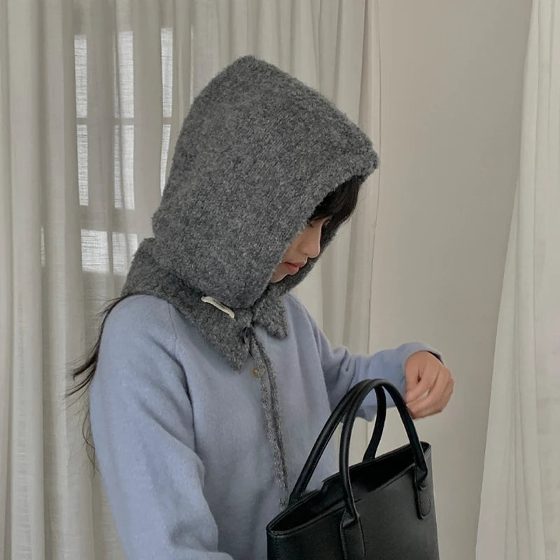 Hot Sale Korean Style Hat Scarf - Women's Autumn Winter Warm Ear Protection Hooded Scarf Knitted Wool Hat | Wearixx