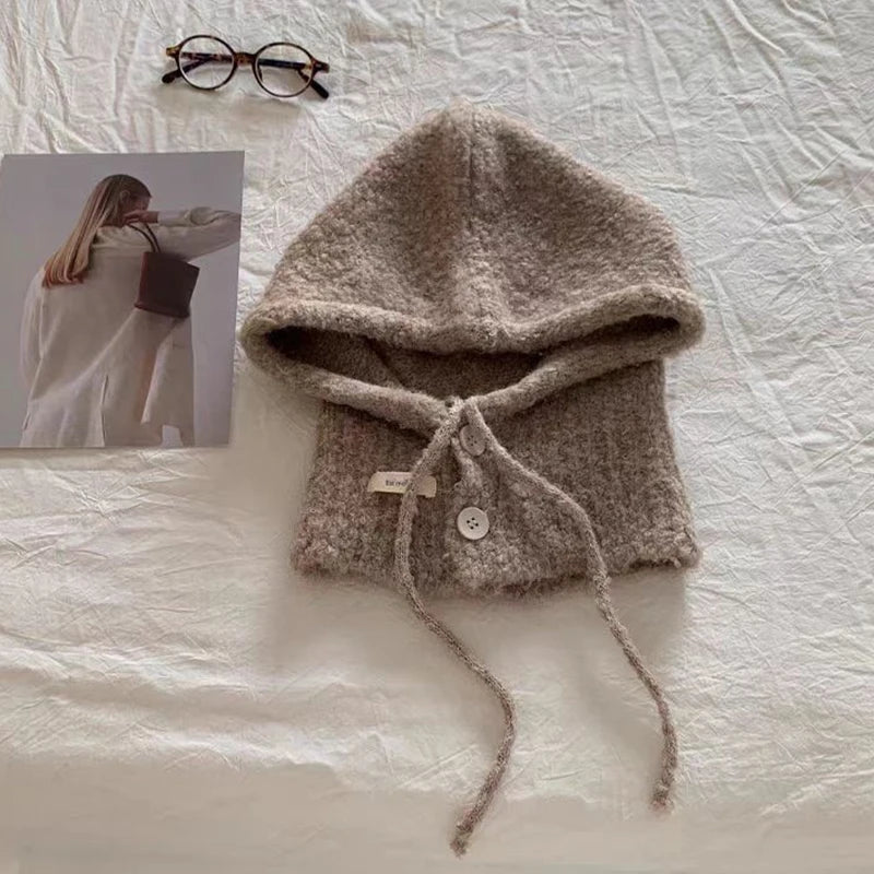 Hot Sale Korean Style Hat Scarf - Women's Autumn Winter Warm Ear Protection Hooded Scarf Knitted Wool Hat | Wearixx