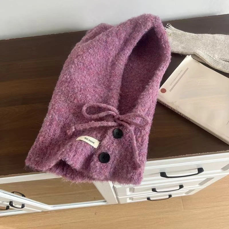 Hot Sale Korean Style Hat Scarf - Women's Autumn Winter Warm Ear Protection Hooded Scarf Knitted Wool Hat | Wearixx