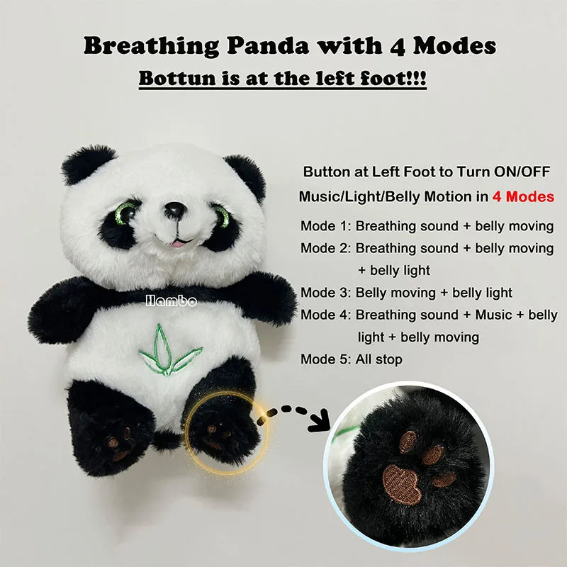 Baby Soothing Bear Soft Plush Toy - Breathing Panda Plush Doll Snuggle Soothe Relaxing Music Glowing Belly Children Sleeping Aids | Wearixx