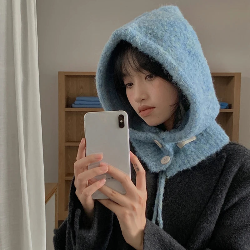 Hot Sale Korean Style Hat Scarf - Women's Autumn Winter Warm Ear Protection Hooded Scarf Knitted Wool Hat | Wearixx