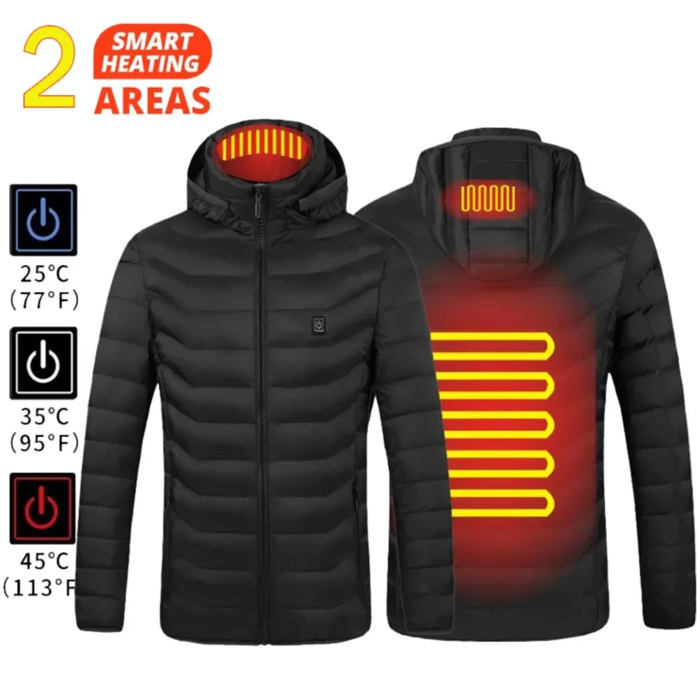 Heated Jacket Men Women USB Self Heated Clothing Washed Cotton Warm Coats Winter Thermal Skiing Camping Hiking Jacket 2-21 Areas