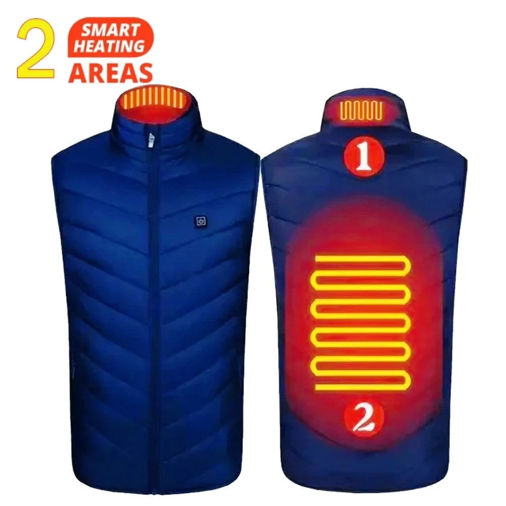 2-21 Areas Self Heating Vest USB Rechargeable Heated Jacket Winter Men Womens Thermal Underwear Heating Vest Hiking Skiing Coat