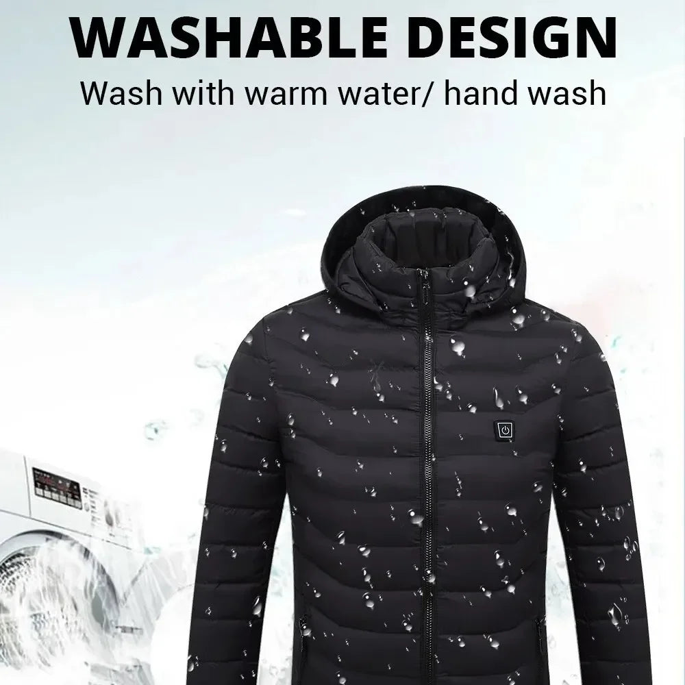 Heated Jacket Men Women USB Self Heated Clothing Washed Cotton Warm Coats Winter Thermal Skiing Camping Hiking Jacket 2-21 Areas