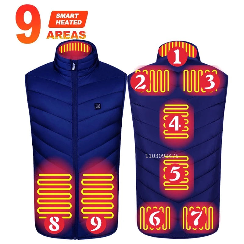 2-21 Areas Self Heating Vest USB Rechargeable Heated Jacket Winter Men Womens Thermal Underwear Heating Vest Hiking Skiing Coat