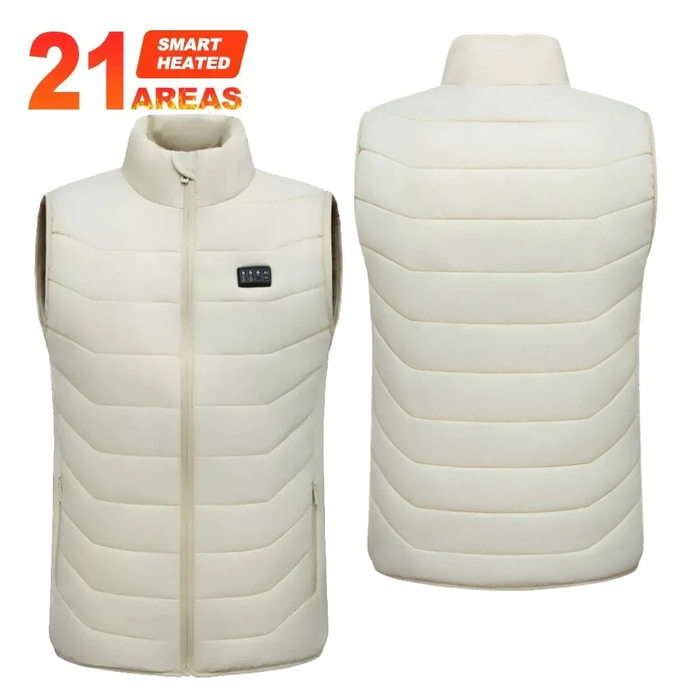 2-21 Areas Self Heating Vest USB Rechargeable Heated Jacket Winter Men Womens Thermal Underwear Heating Vest Hiking Skiing Coat