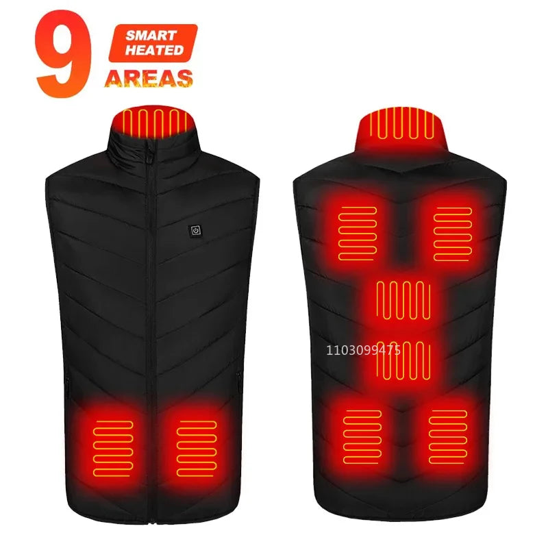 2-21 Areas Self Heating Vest USB Rechargeable Heated Jacket Winter Men Womens Thermal Underwear Heating Vest Hiking Skiing Coat