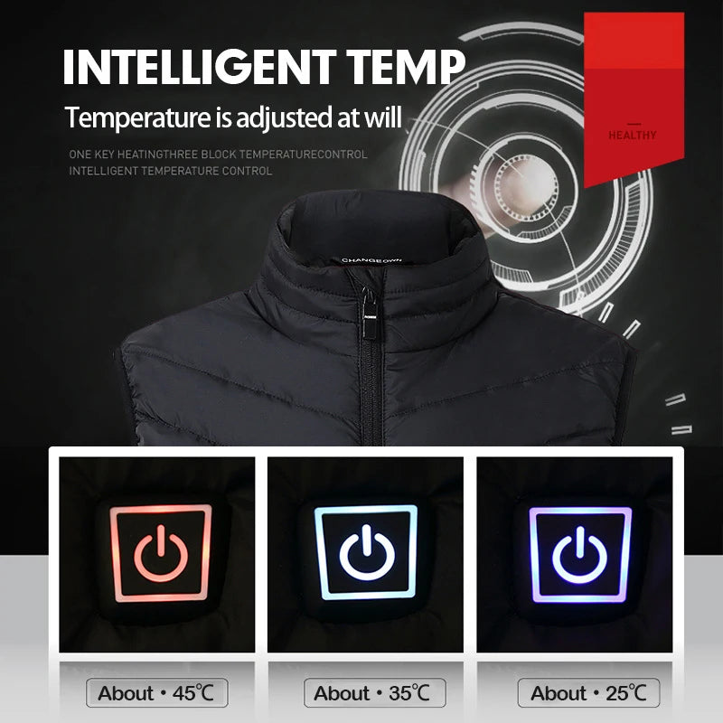 2-21 Areas Self Heating Vest USB Rechargeable Heated Jacket Winter Men Womens Thermal Underwear Heating Vest Hiking Skiing Coat